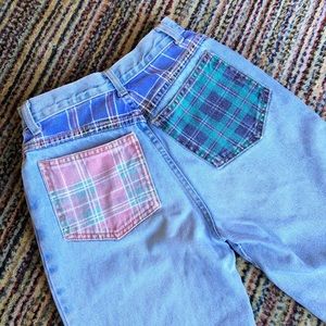 VINTAGE plaid detail mom jeans